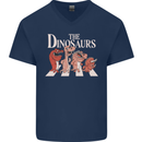 The Dinosaurs Funny T-Rex Music Parody Mens V-Neck Cotton T-Shirt Navy Blue