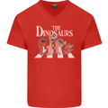 The Dinosaurs Funny T-Rex Music Parody Mens V-Neck Cotton T-Shirt Red