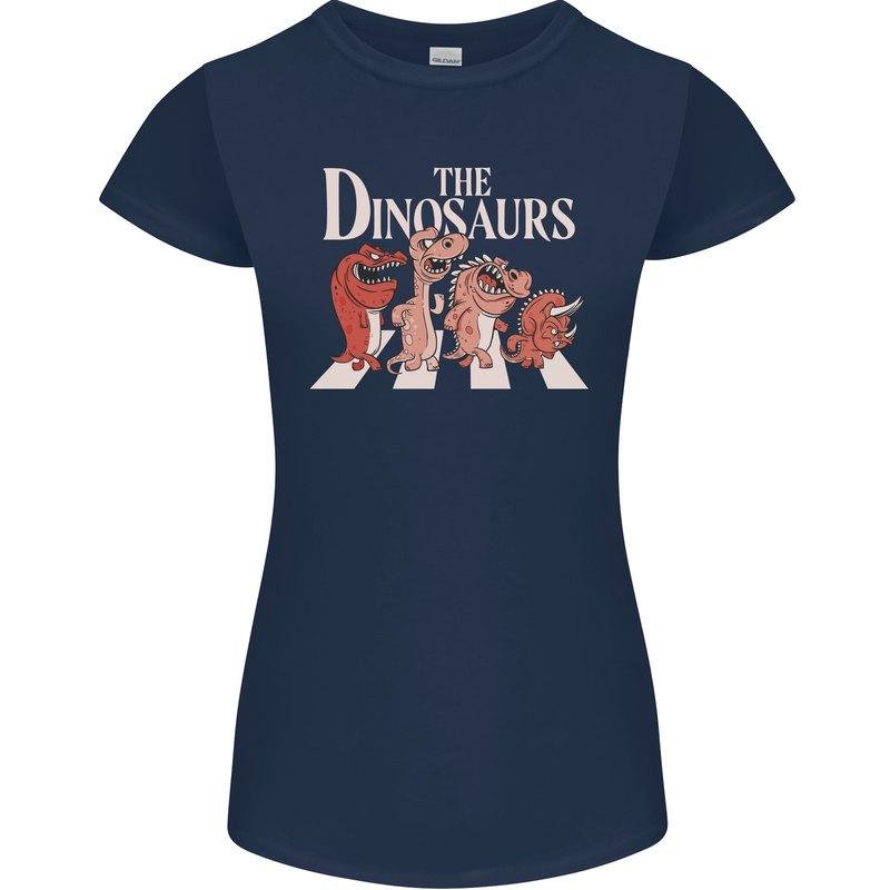 The Dinosaurs Funny T-Rex Music Parody Womens Petite Cut T-Shirt Navy Blue