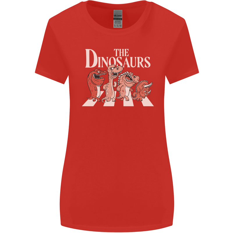 The Dinosaurs Funny T-Rex Music Parody Womens Wider Cut T-Shirt Red