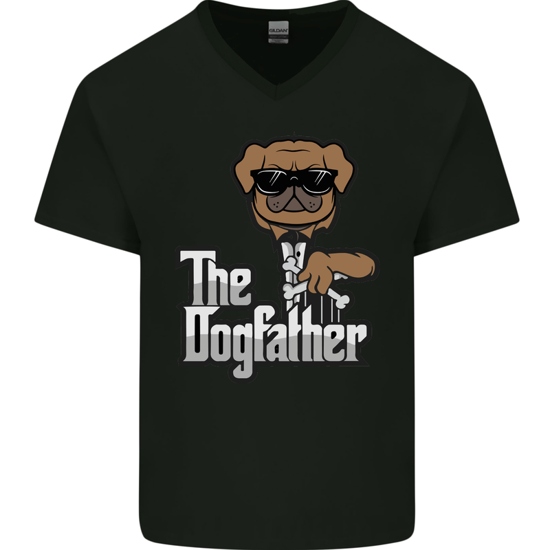 The Dog Father Funny Fathers Day Dad Daddy Mens V-Neck Cotton T-Shirt Black