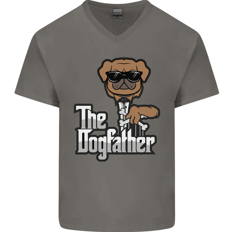 The Dog Father Funny Fathers Day Dad Daddy Mens V-Neck Cotton T-Shirt Charcoal