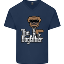 The Dog Father Funny Fathers Day Dad Daddy Mens V-Neck Cotton T-Shirt Navy Blue