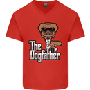 The Dog Father Funny Fathers Day Dad Daddy Mens V-Neck Cotton T-Shirt Red