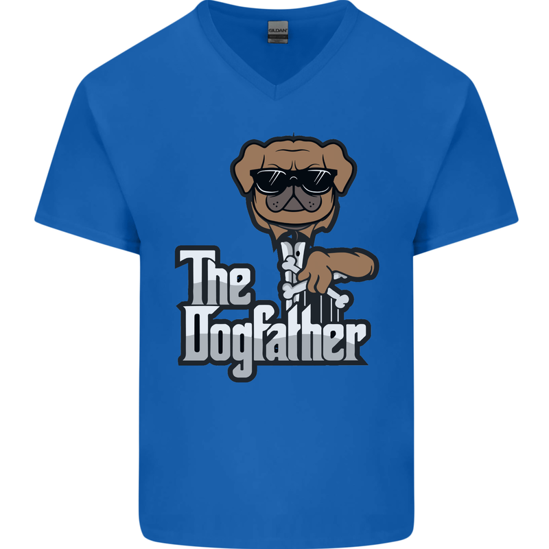The Dog Father Funny Fathers Day Dad Daddy Mens V-Neck Cotton T-Shirt Royal Blue