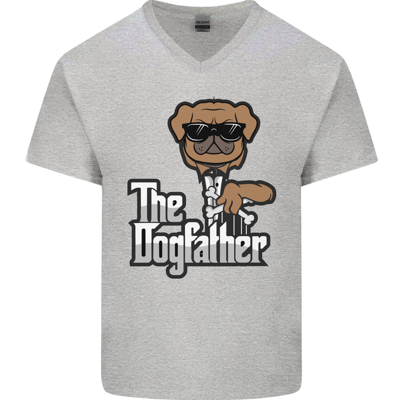 The Dog Father Funny Fathers Day Dad Daddy Mens V-Neck Cotton T-Shirt Sports Grey
