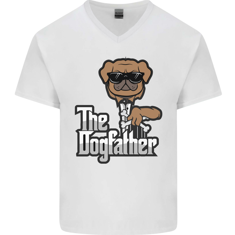 The Dog Father Funny Fathers Day Dad Daddy Mens V-Neck Cotton T-Shirt White