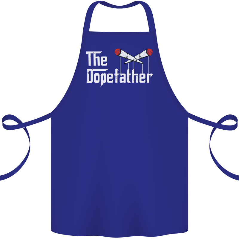 The Dopefather Funny Weed Drugs Cannabis Cotton Apron 100% Organic Royal Blue