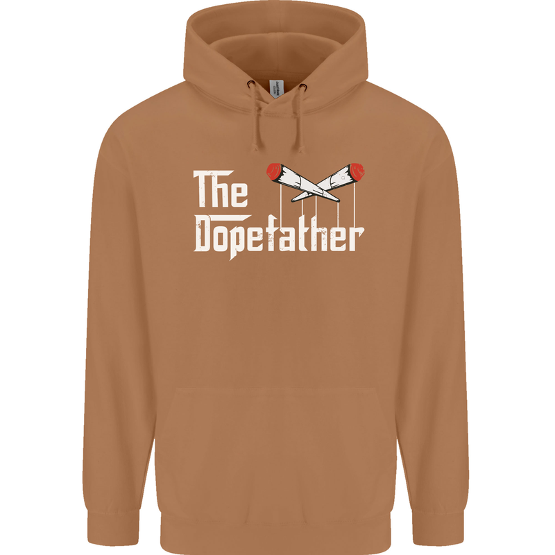 The Dopefather Funny Weed Drugs Cannabis Mens 80% Cotton Hoodie Caramel Latte