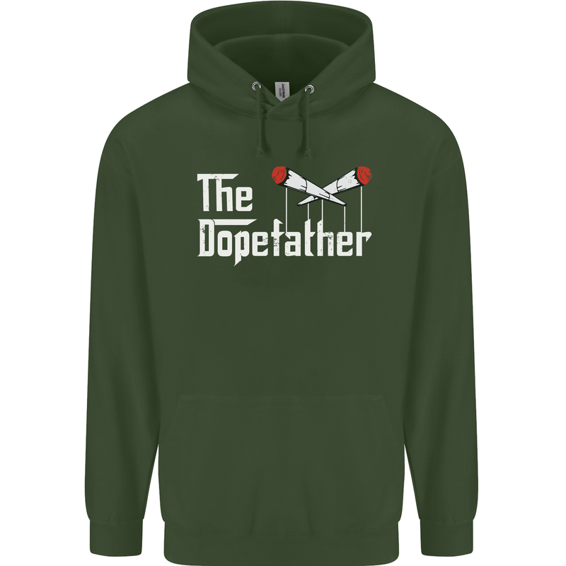The Dopefather Funny Weed Drugs Cannabis Mens 80% Cotton Hoodie Forest Green
