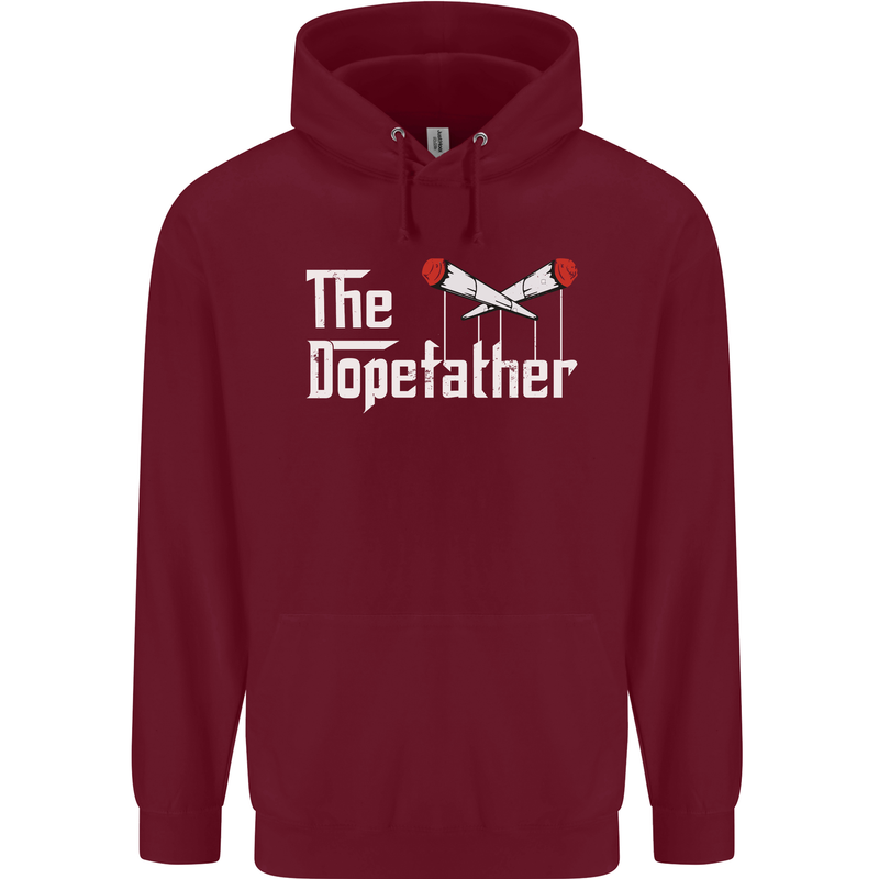 The Dopefather Funny Weed Drugs Cannabis Mens 80% Cotton Hoodie Maroon