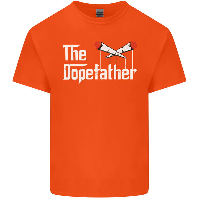 The Dopefather Funny Weed Drugs Cannabis Mens Cotton T-Shirt Tee Top Orange