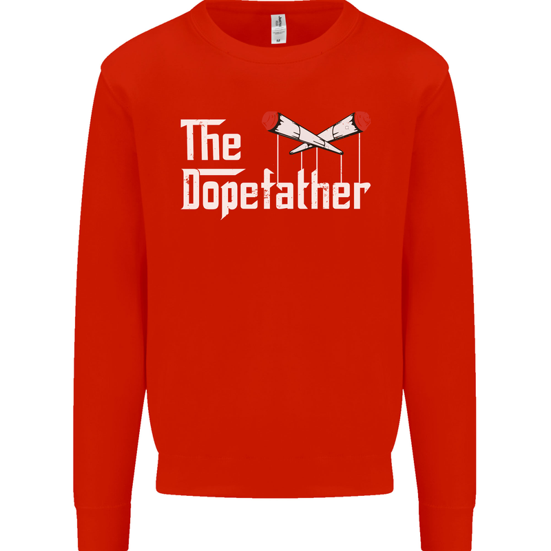 The Dopefather Funny Weed Drugs Cannabis Mens Sweatshirt Jumper Bright Red