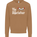 The Dopefather Funny Weed Drugs Cannabis Mens Sweatshirt Jumper Caramel Latte