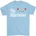 The Dopefather Funny Weed Drugs Cannabis Mens T-Shirt Cotton Gildan Light Blue