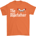 The Dopefather Funny Weed Drugs Cannabis Mens T-Shirt Cotton Gildan Orange