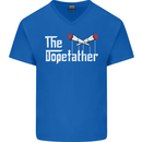 The Dopefather Funny Weed Drugs Cannabis Mens V-Neck Cotton T-Shirt Royal Blue
