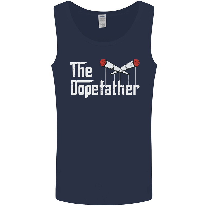 The Dopefather Funny Weed Drugs Cannabis Mens Vest Tank Top Navy Blue