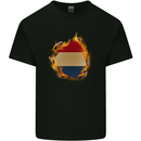 The Dutch Flag Fire Effect Holland Kids T-Shirt Childrens Black