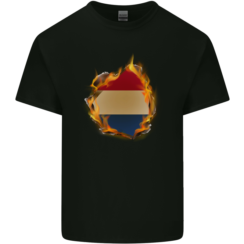 The Dutch Flag Fire Effect Holland Kids T-Shirt Childrens Black