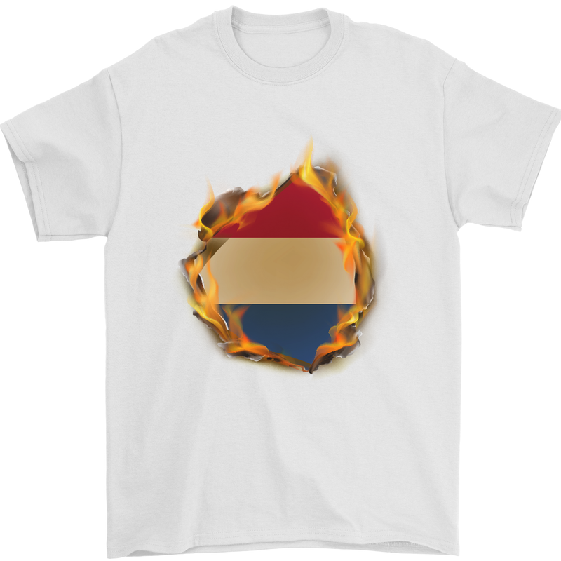 The Dutch Flag Fire Effect Holland Mens T-Shirt Cotton Gildan White