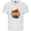 The Dutch Flag Fire Effect Holland Mens V-Neck Cotton T-Shirt White