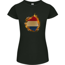 The Dutch Flag Fire Effect Holland Womens Petite Cut T-Shirt Black