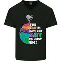 The Earth Without Art Is Just EH Artist Mens V-Neck Cotton T-Shirt Black
