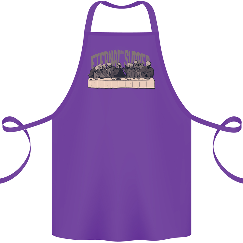 The Eternal Supper Last Parody Atheist Skulls Cotton Apron 100% Organic Purple