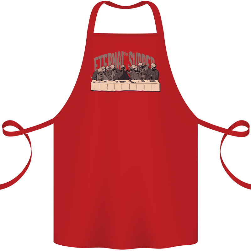 The Eternal Supper Last Parody Atheist Skulls Cotton Apron 100% Organic Red