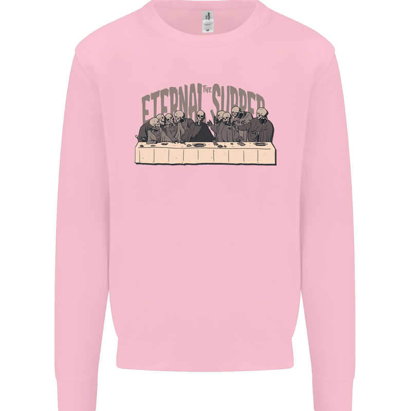 The Eternal Supper Last Parody Atheist Skulls Kids Sweatshirt Jumper Light Pink