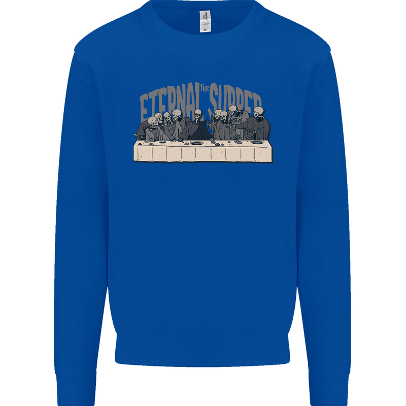 The Eternal Supper Last Parody Atheist Skulls Kids Sweatshirt Jumper Royal Blue