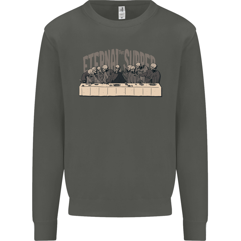 The Eternal Supper Last Parody Atheist Skulls Kids Sweatshirt Jumper Storm Grey
