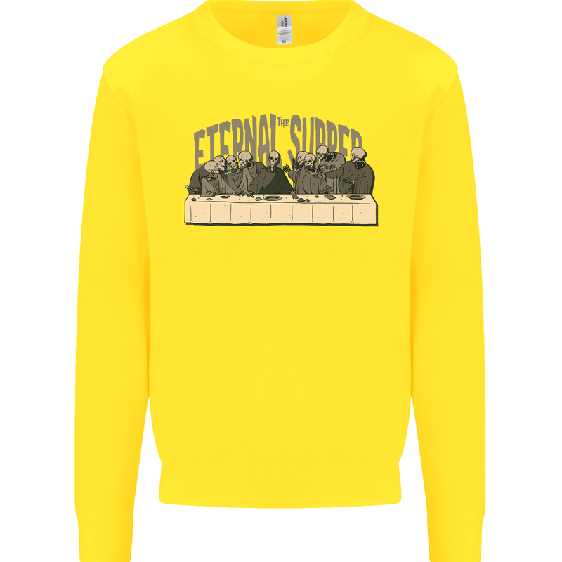 The Eternal Supper Last Parody Atheist Skulls Kids Sweatshirt Jumper Yellow