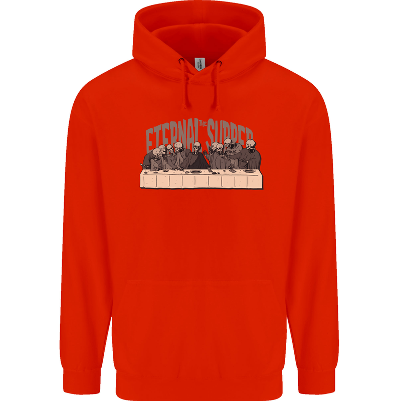 The Eternal Supper Last Parody Atheist Skulls Mens 80% Cotton Hoodie Bright Red
