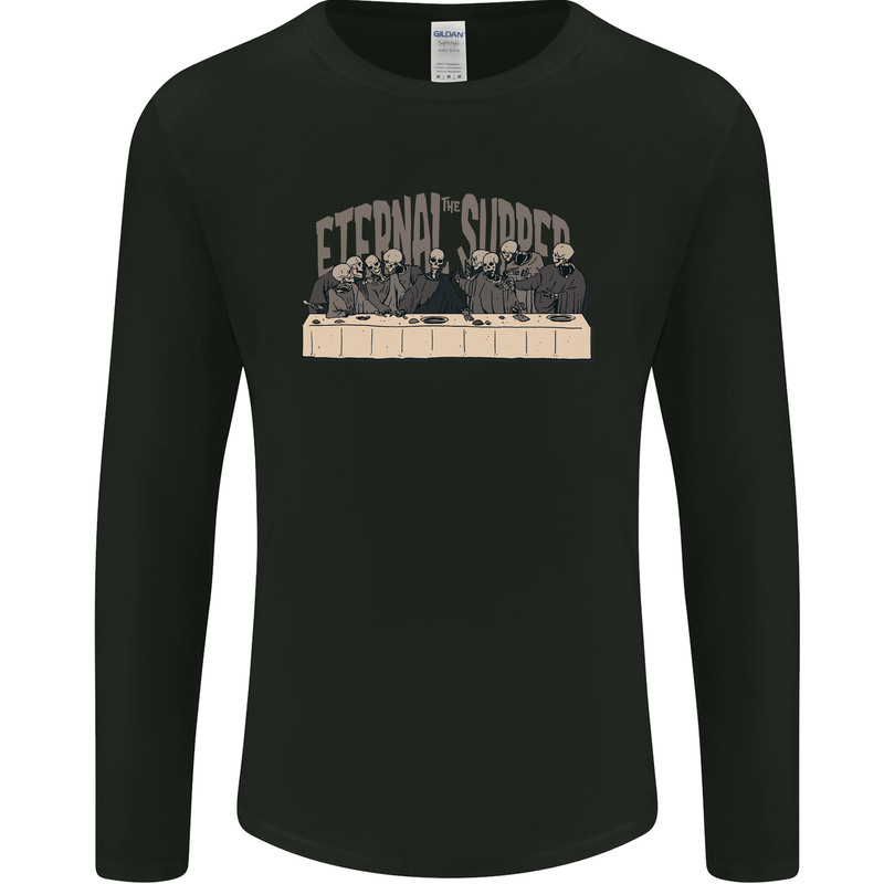 The Eternal Supper Last Parody Atheist Skulls Mens Long Sleeve T-Shirt Black