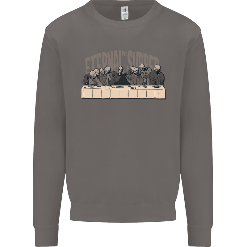 The Eternal Supper Last Parody Atheist Skulls Mens Sweatshirt Jumper Charcoal