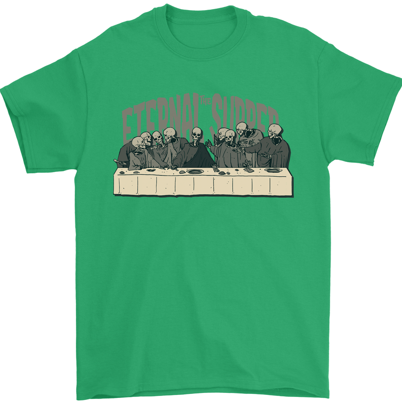 The Eternal Supper Last Parody Atheist Skulls Mens T-Shirt 100% Cotton Irish Green