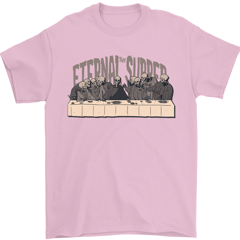 The Eternal Supper Last Parody Atheist Skulls Mens T-Shirt 100% Cotton Light Pink