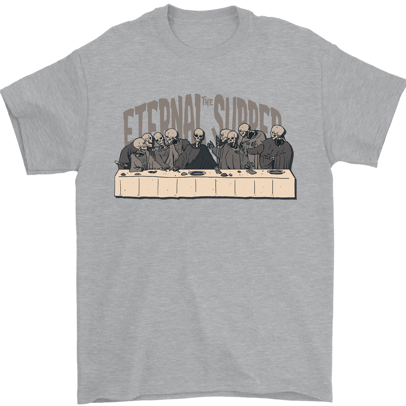 The Eternal Supper Last Parody Atheist Skulls Mens T-Shirt 100% Cotton Sports Grey
