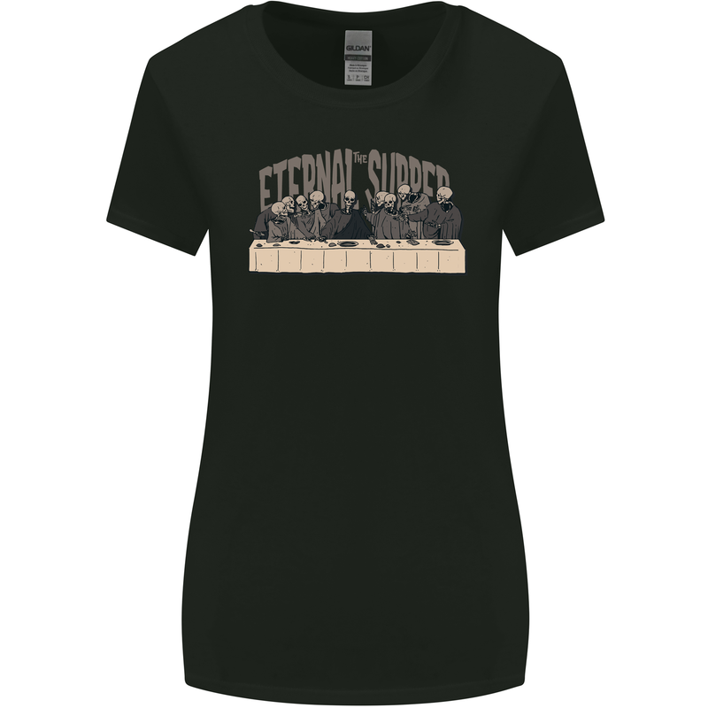 The Eternal Supper Last Parody Atheist Skulls Womens Wider Cut T-Shirt Black