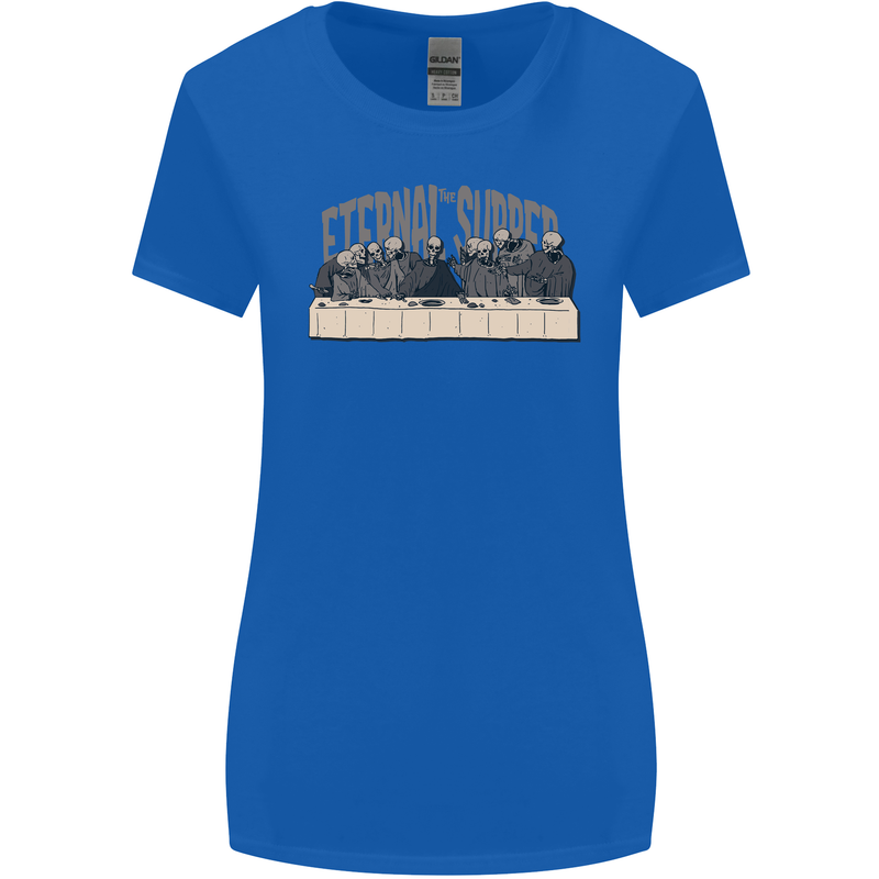 The Eternal Supper Last Parody Atheist Skulls Womens Wider Cut T-Shirt Royal Blue