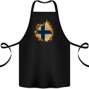The Finnish Flag Fire Effect Finland Cotton Apron 100% Organic Black