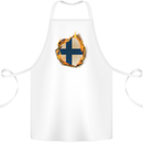 The Finnish Flag Fire Effect Finland Cotton Apron 100% Organic White