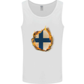 The Finnish Flag Fire Effect Finland Mens Vest Tank Top White
