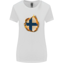The Finnish Flag Fire Effect Finland Womens Wider Cut T-Shirt White