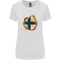 The Finnish Flag Fire Effect Finland Womens Wider Cut T-Shirt White