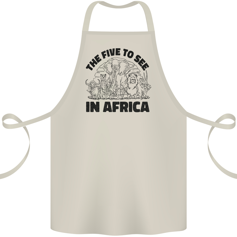The Five Wild Animas to See in Africa Cotton Apron 100% Organic Natural
