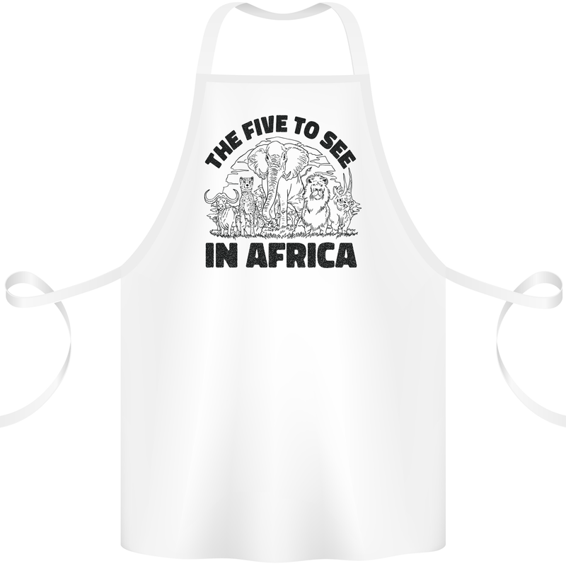 The Five Wild Animas to See in Africa Cotton Apron 100% Organic White