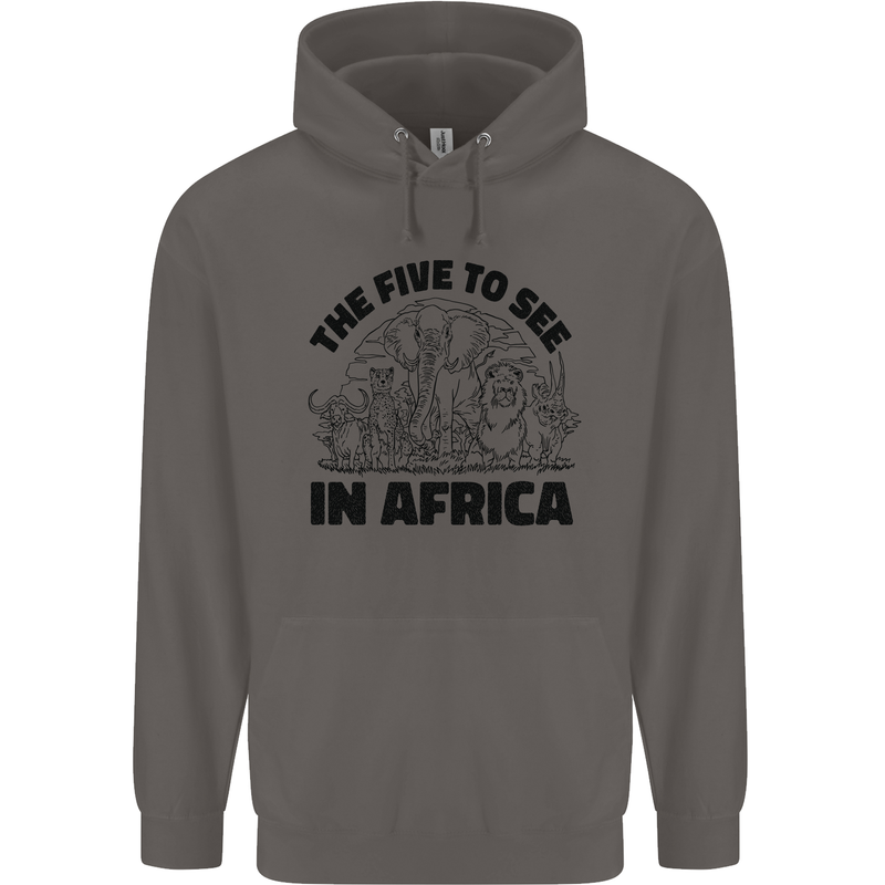 The Five Wild Animas to See in Africa Mens 80% Cotton Hoodie Charcoal
